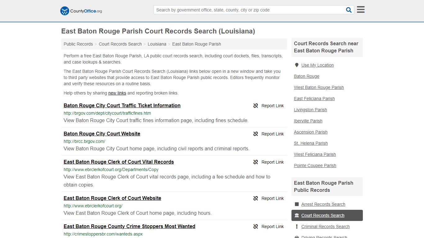 East Baton Rouge Parish Court Records Search (Louisiana) - County Office